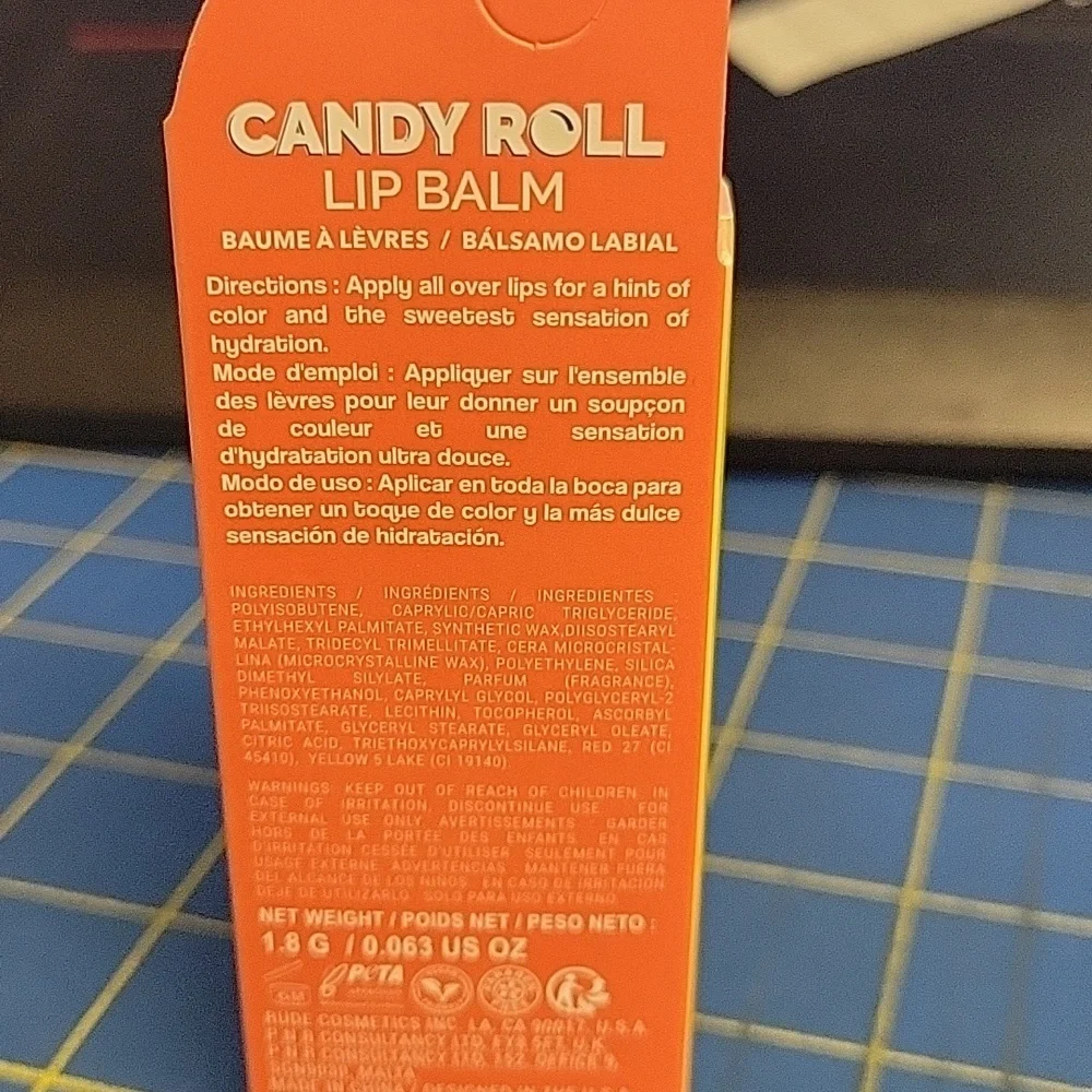 Mentos Rude Beauty Candy Roll Lip Balm 38458 Citrus 1.8g New In Box